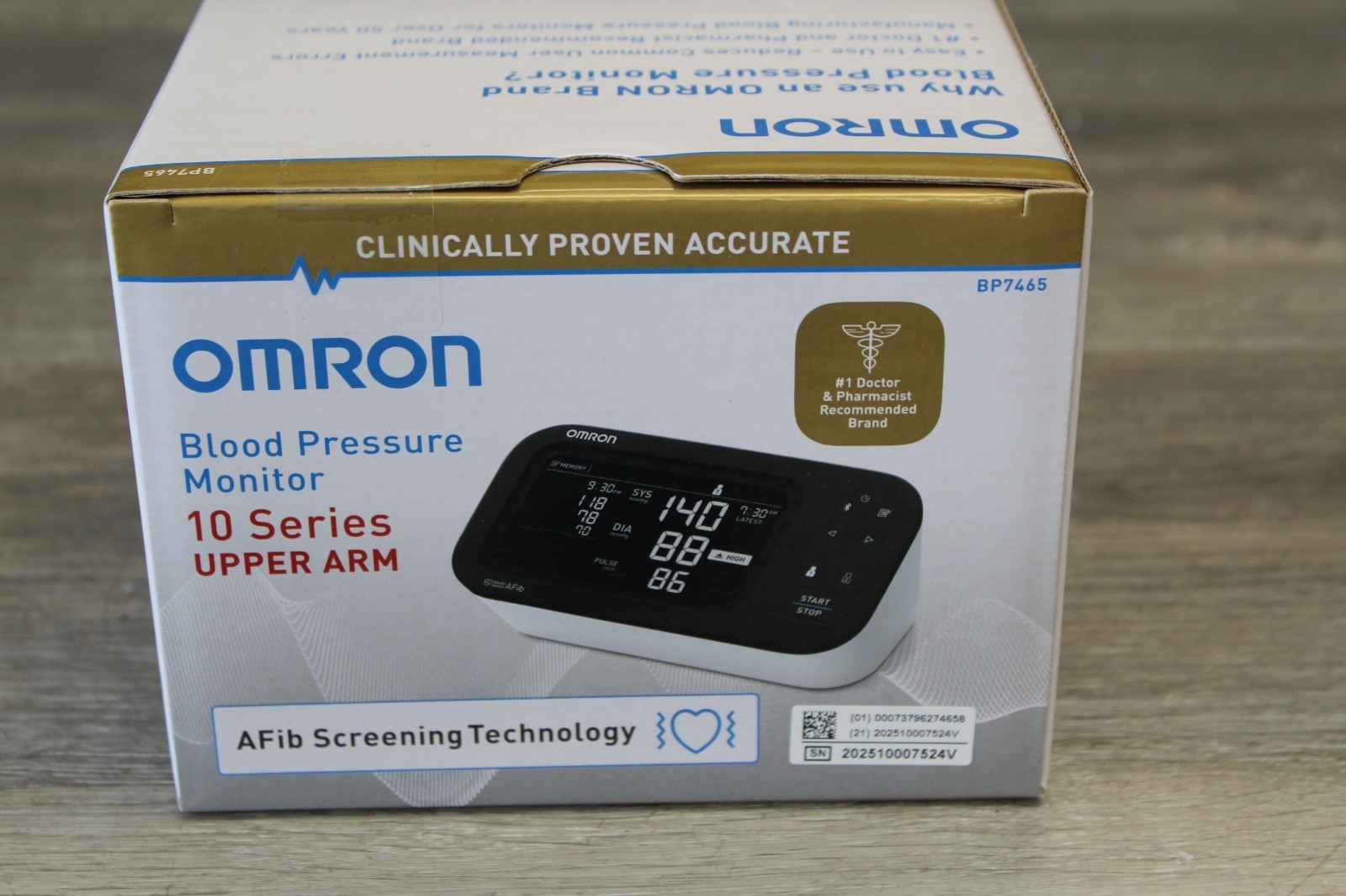 Omron 10 Series Upper Arm Blood Pressure Monitor AFib Bluetooth – BP7465 – NEW
