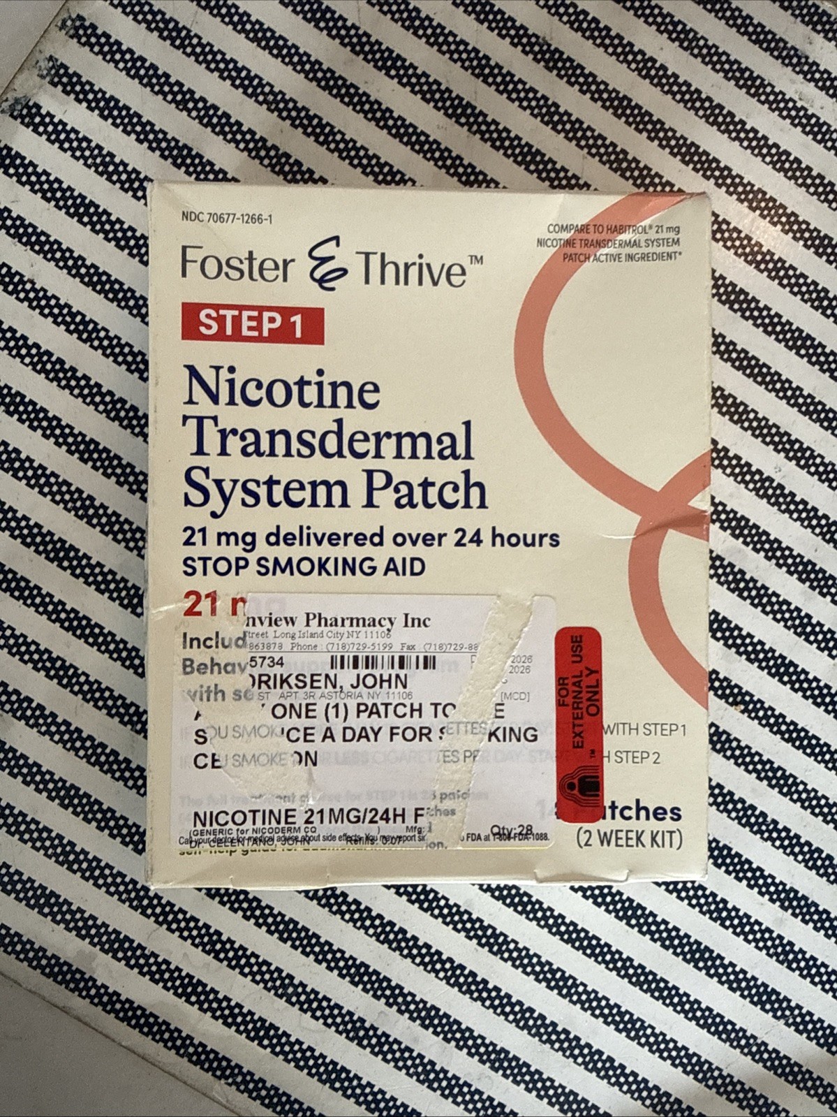 Foster & Thrive Step 2 14 mg Clear Nicotine Transdermal Patch Stop Smoking Aid