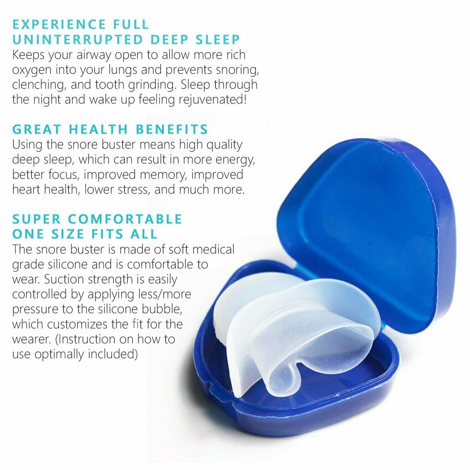 Anti Snoring Sleep Aid Device Silicone Tongue Mouthpiece Snore Stopper with Case