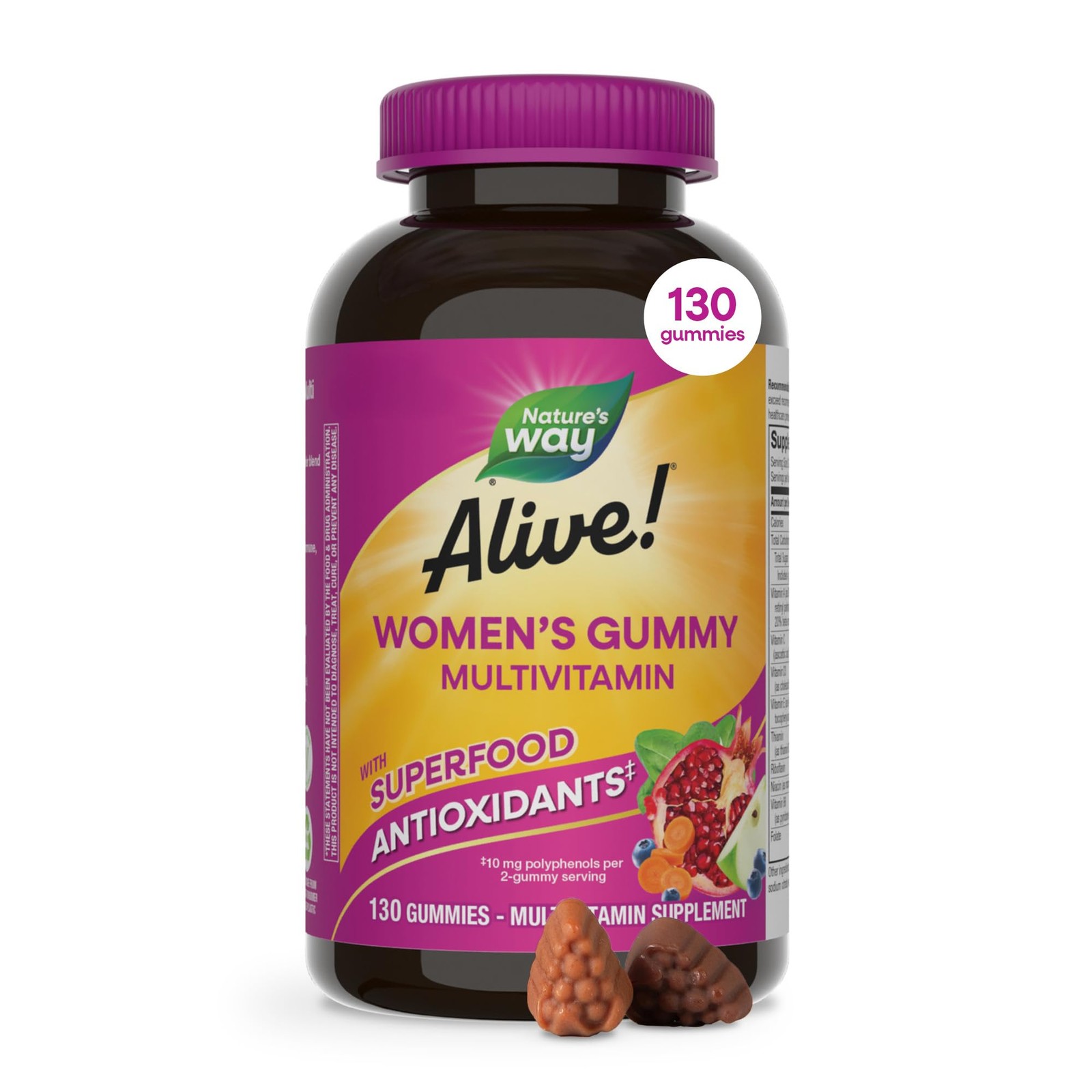 Nature’s Way Alive! Women’s Multivitamin Gummy, Daily 130 Count (Pack of 1)