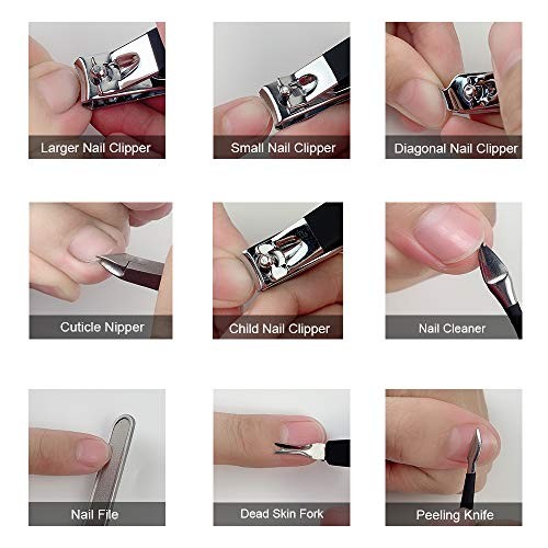 Manicure Set Professional Nail Clippers Kit Pedicure Care Tools- Stainless Pink