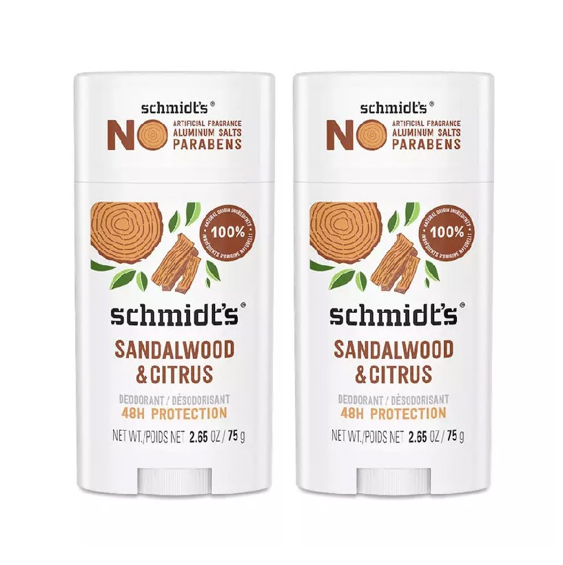 Schmidt’s Natural Deodorant Stick Citrus & Sandalwood 2.65 oz (Pack of 2)