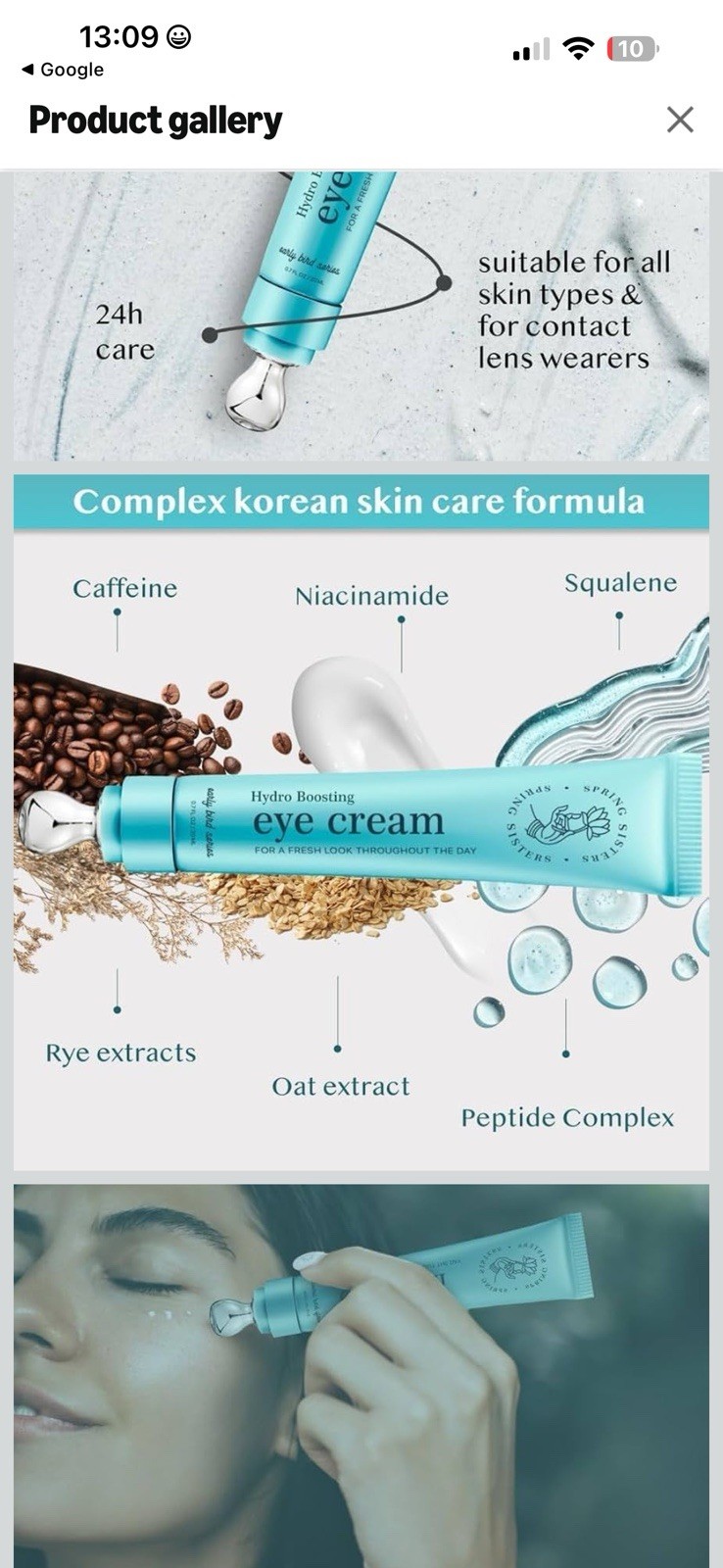 Spring Sisters Hydro Boosting Eye Cream 20ml Caffeine Niacinamide Dark Circles