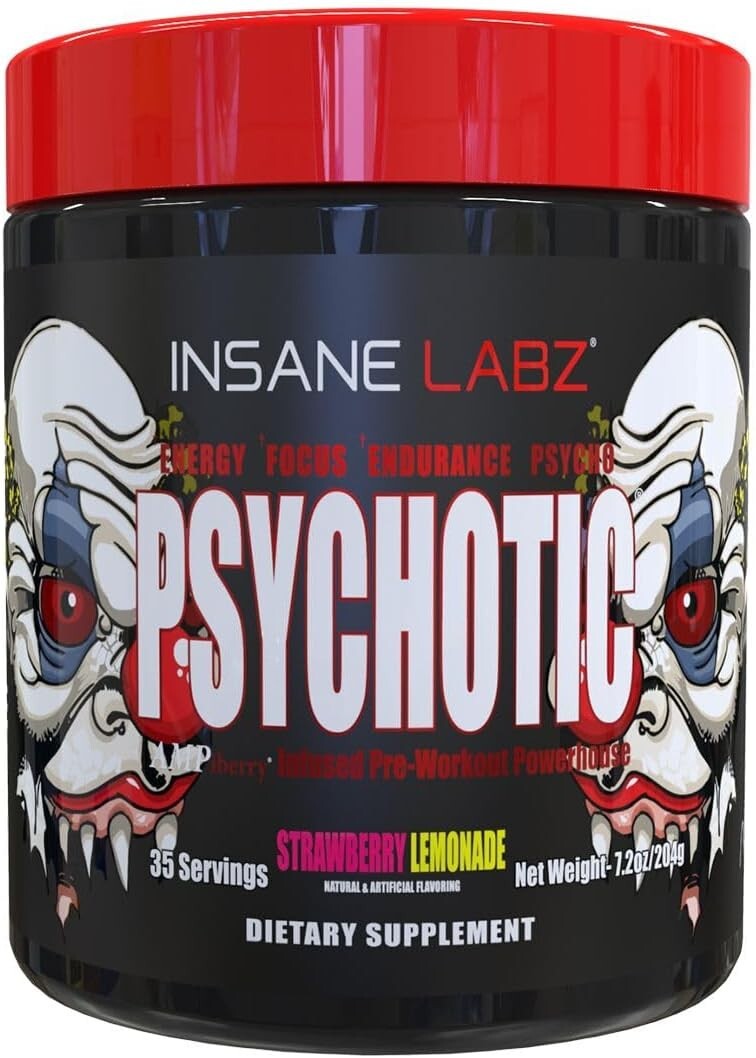 Psychotic Pre Workout Strawberry Lemonade 35 Servings Extreme Energy