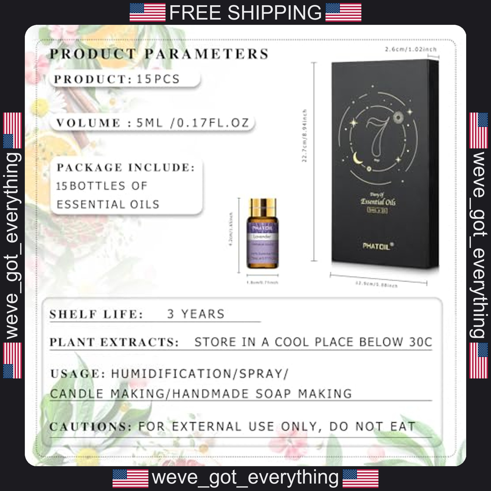 15 Pack Essential Oil Set for Aromatherapy and DIY Crafts