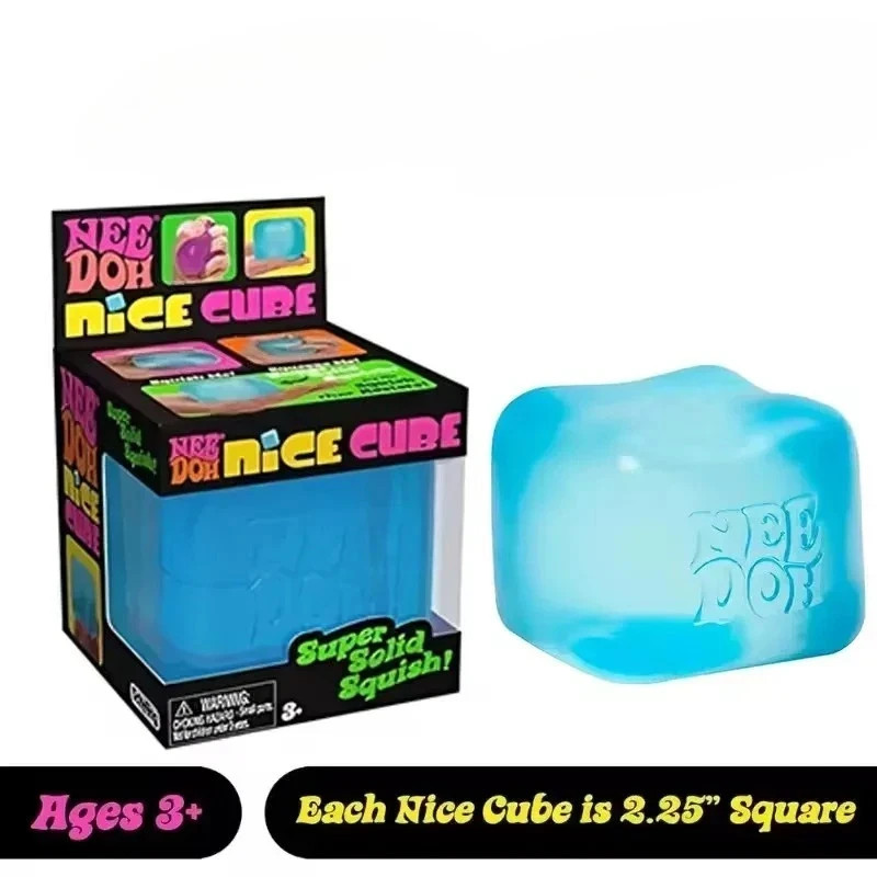 NEW Nee Doh Nice Cube – Super Solid Squish! (Blue) – Stress fidget relief toy