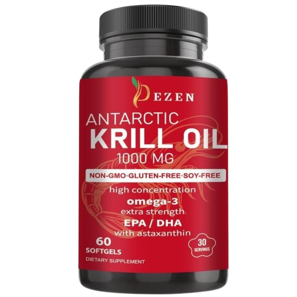 DEZEN Krill Oil Softgels with Omega-3 60 Count – Heart & Brain Support