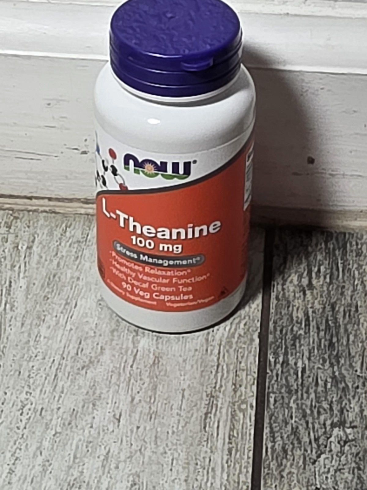 NOW Food, L-Theanine 100 mg 90 VCaps Stress Management 04/2030 EXP
