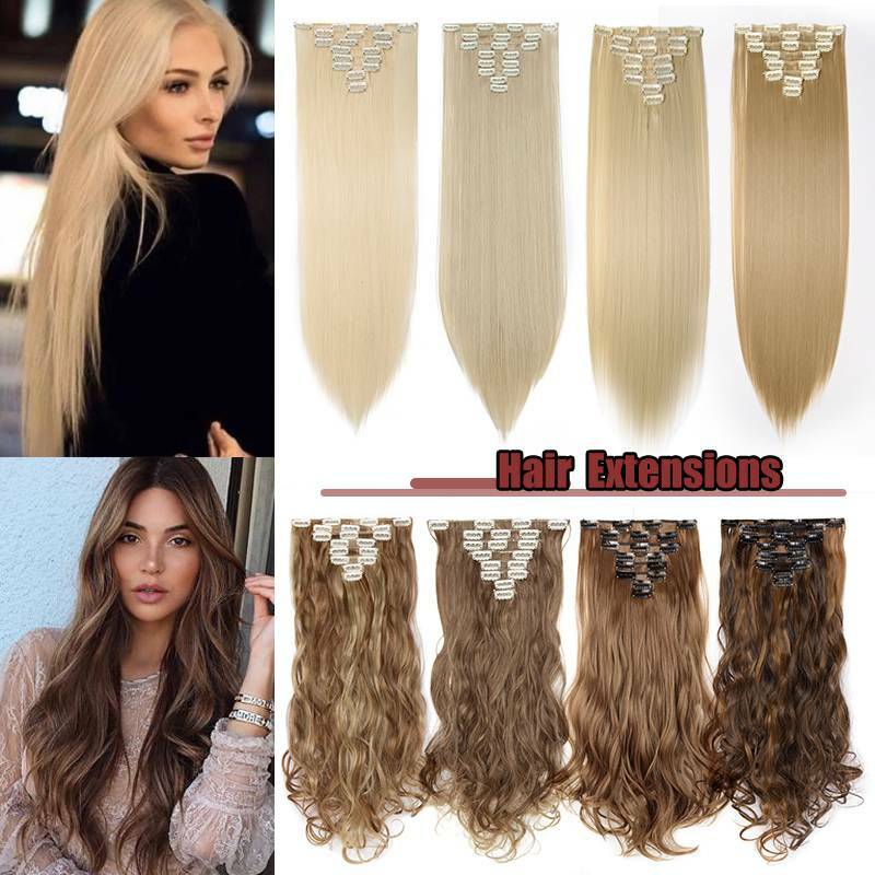 100% Natural Clip In Full Head Hair Extensions 8 Pieces Real Thick as Human Hair