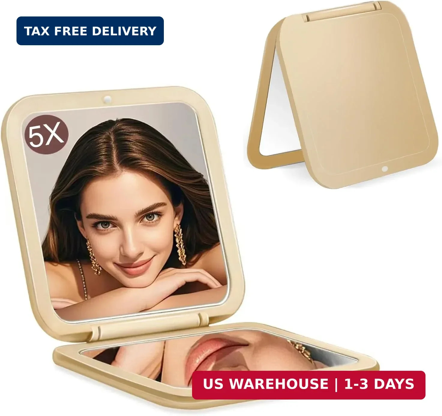 CYHTSHFZ Small Compact Mirror for Purse,5X/1X Travel Magnifying Mirror for Women