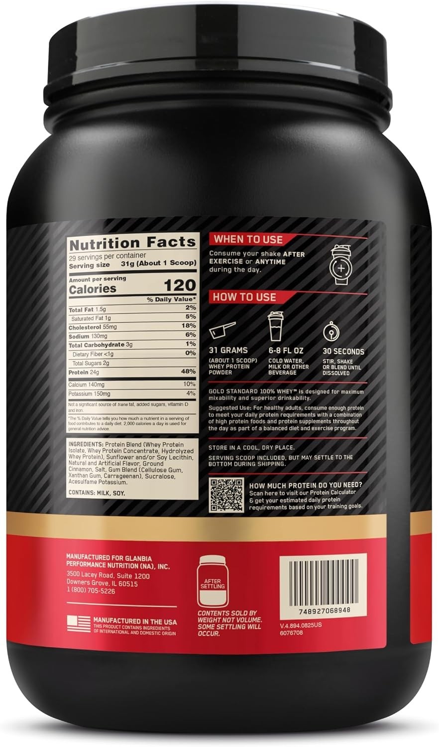 Optimum Nutrition New Flavor Gold Standard , Cinnamon Roll, 2 Pound