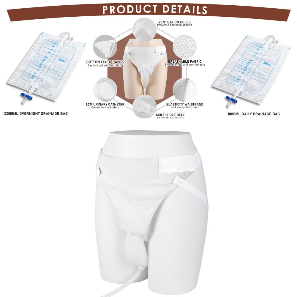 Reusable Silicone External Urine Catheter Collector Bag Wearable Urinal Bag Aids