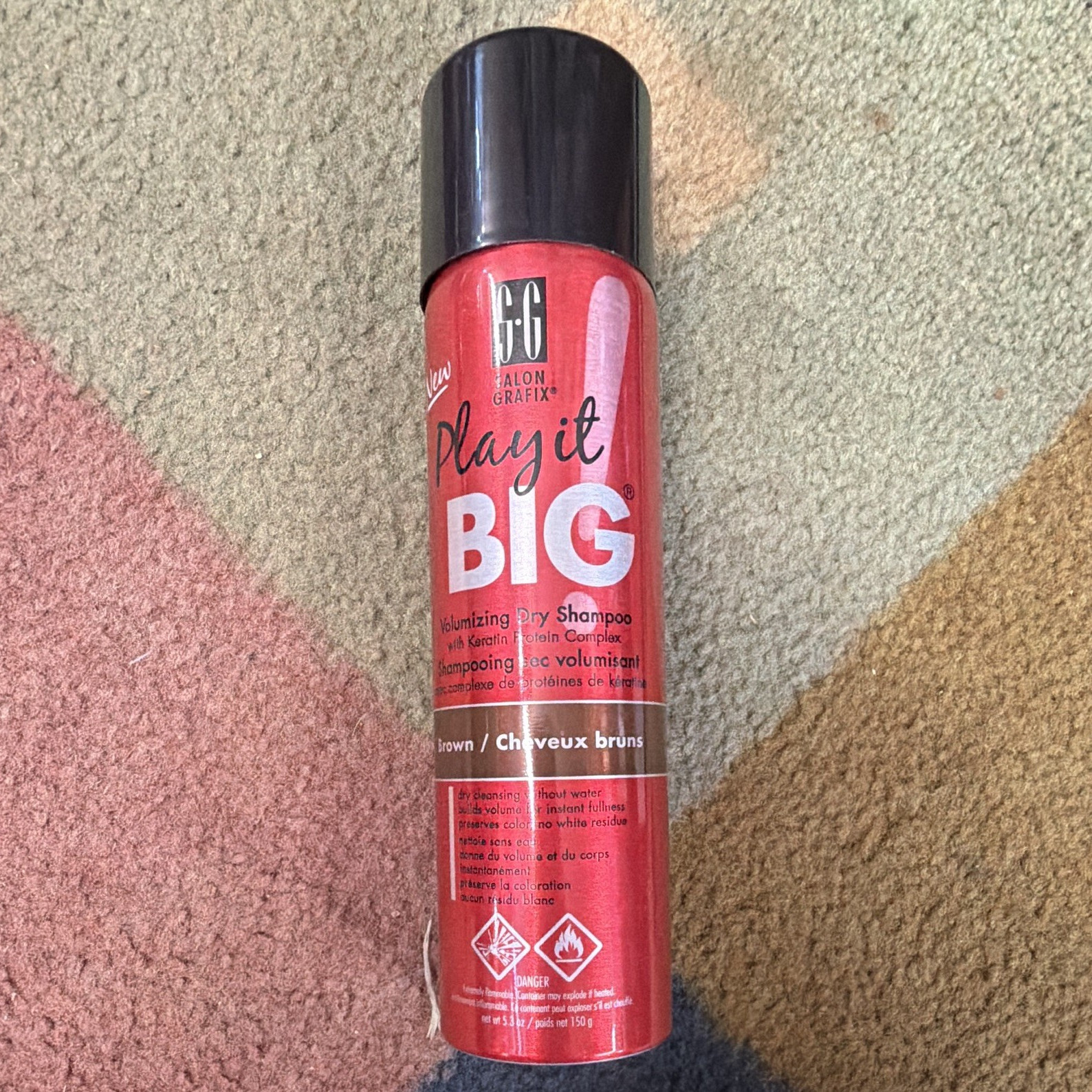 Salon Grafix Play it Big Volumizing Dry Shampoo Brown Hair Keratin Spray 5.3 oz