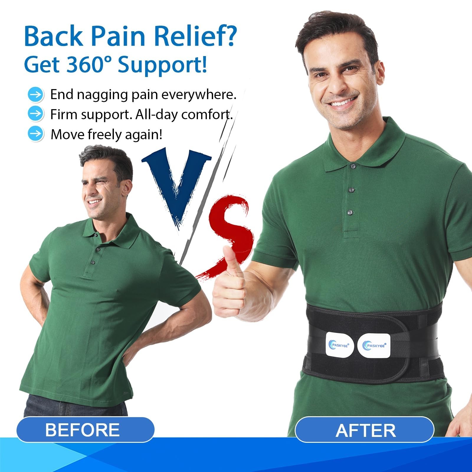 Adjustable Back Brace for Lower Back Pain Relief, Support Belt for Herniated Dis