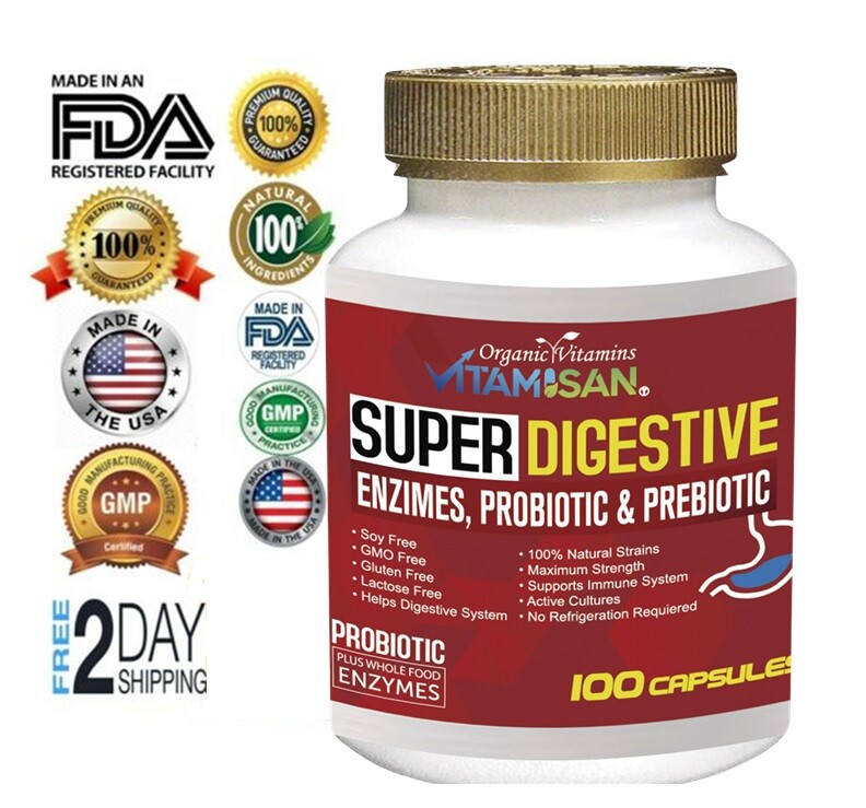 Enhanced Super Digestive Enzymes 100 Caps probiotic & prebiotic