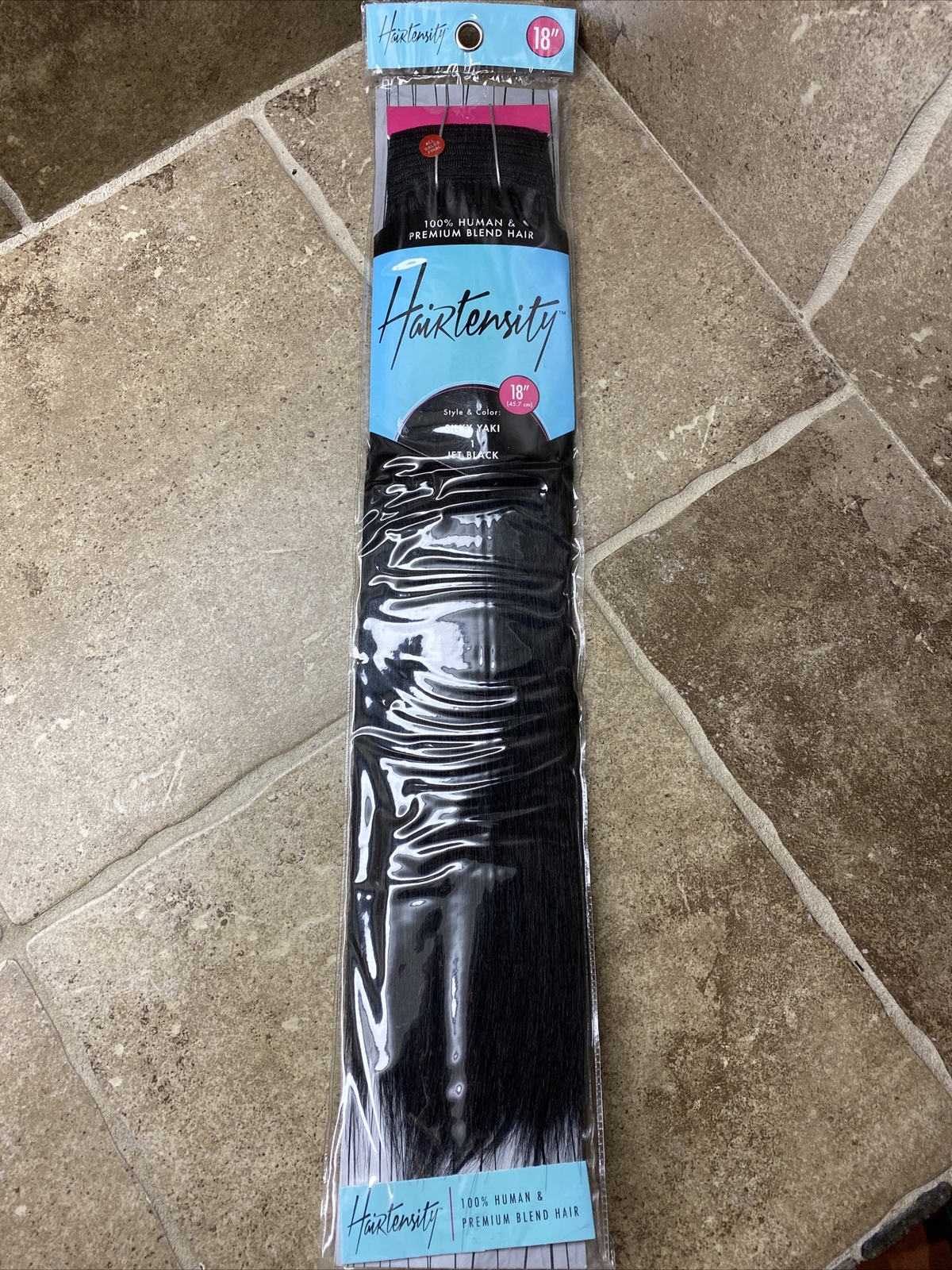 Hairtensity Silky Yaki Jet Black 18” 100% Human & Premium Blend Hair