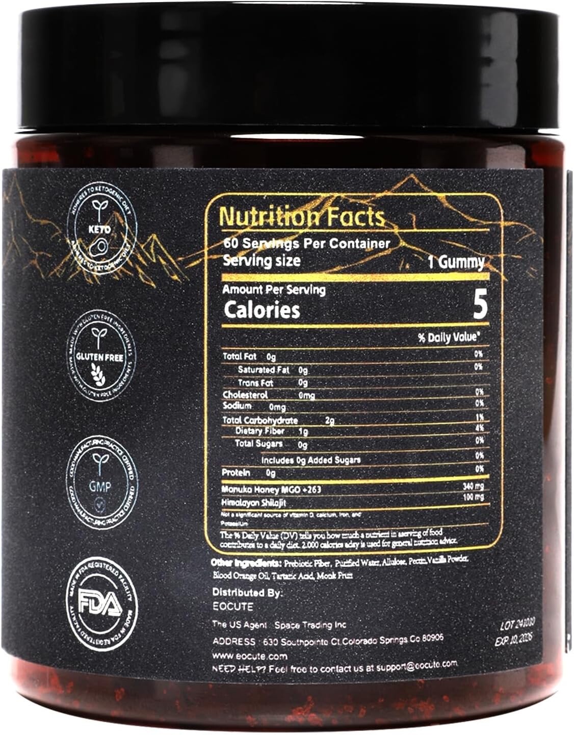 Dynamic Vitality Shilajit Gummies Pure Himalayan Organic Resin Natural NEW USA