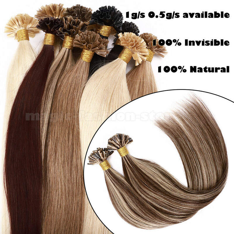 1g Hair Extensions Pre Bonded U Tip Nail Hair Keratin 100% Real Remy Human Hair