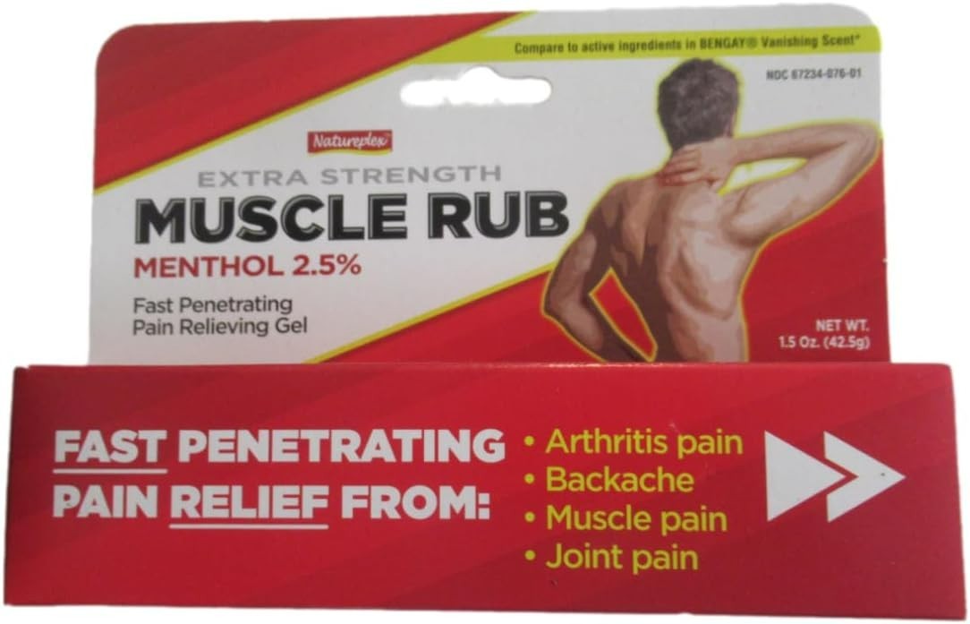 Muscle Rub Gel, Extra-Strength, 2.5% Menthol, 1.5 oz, Fast Pain Relief