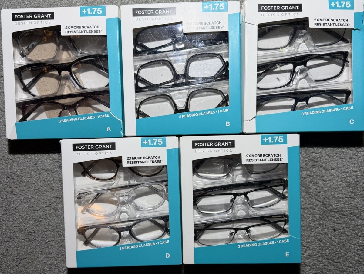 New Design Optics by Foster Grant Dax Plastic Rectangle Reading Glasses 3-pack