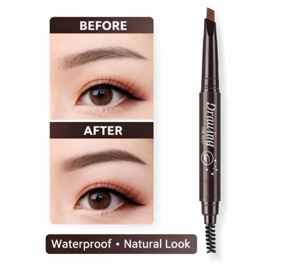 Waterproof Eyebrow Pencil 2 Pack Retractable Brow Pencil with Brush Slanted Tip