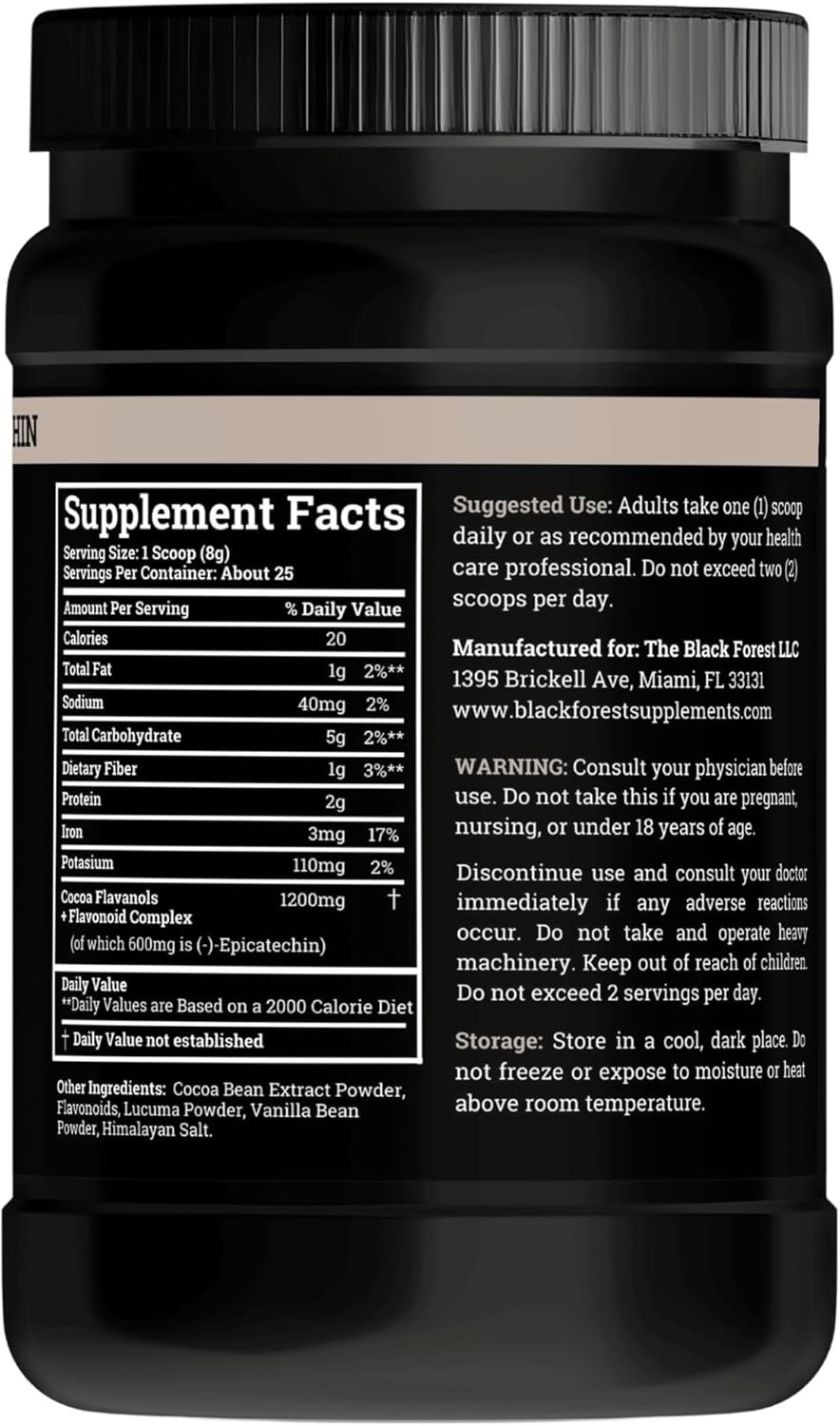 2 PCS Black Forest High Flavanol Cocoa Powder (1200mg Flavanols & Flavonoids Sup