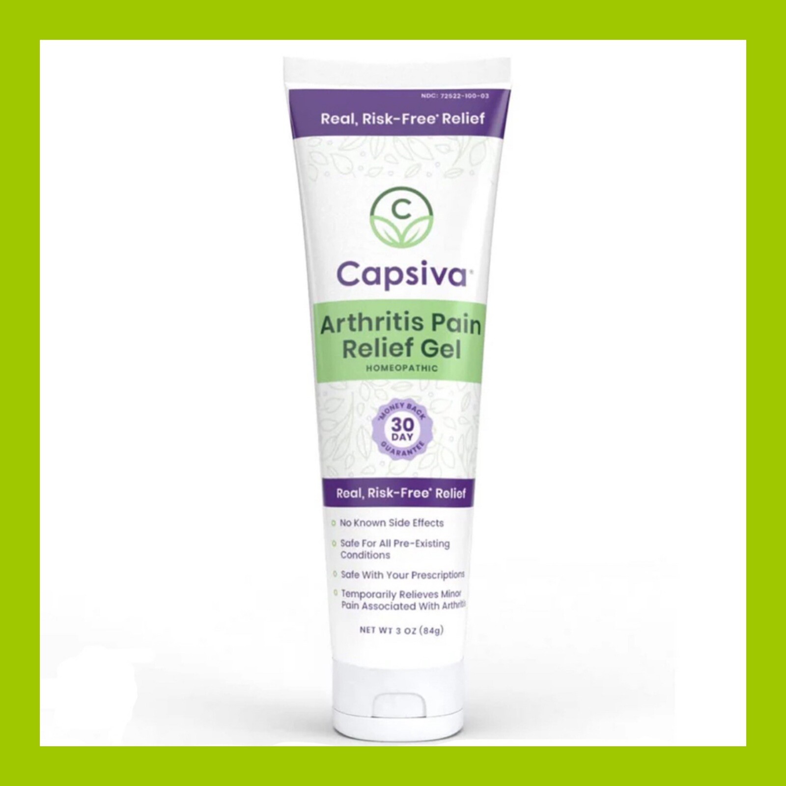 2-Pack Capsiva Homeopathic Arthritis Pain Relief Gel Arthritis Control 3oz X 2