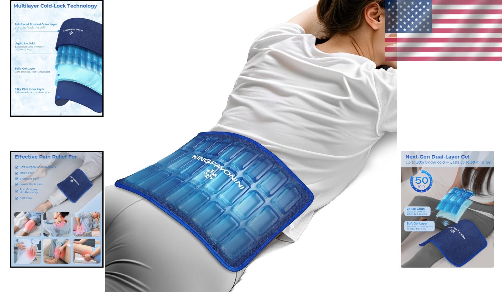 Dual-Layer Gel Ice Pack – Soft, Flexible Cold Therapy for Back, Knee & Shoulder