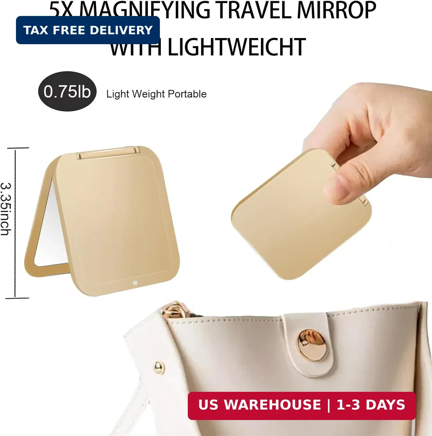 CYHTSHFZ Small Compact Mirror for Purse,5X/1X Travel Magnifying Mirror for Women