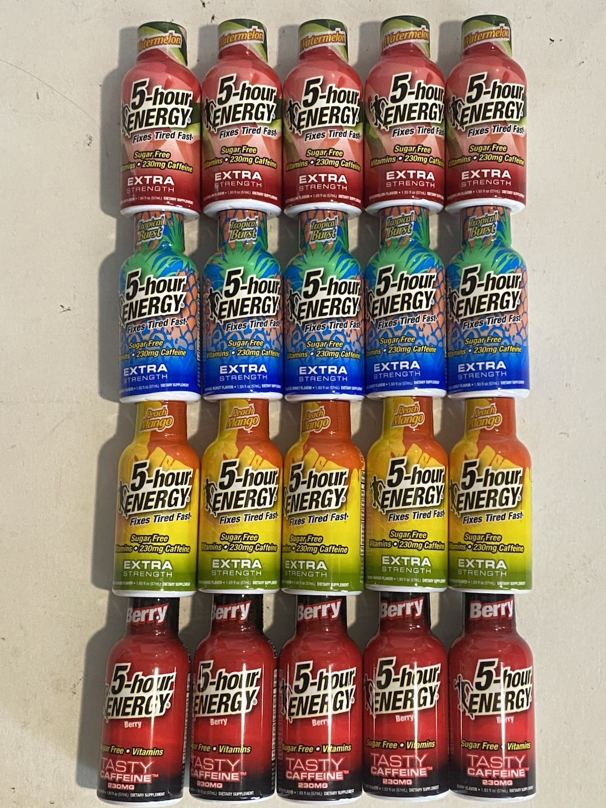 20x 5-hour Energy Extra Strength, Variety, Energy Shot, 1.93oz. Bulk, 4 Flavors