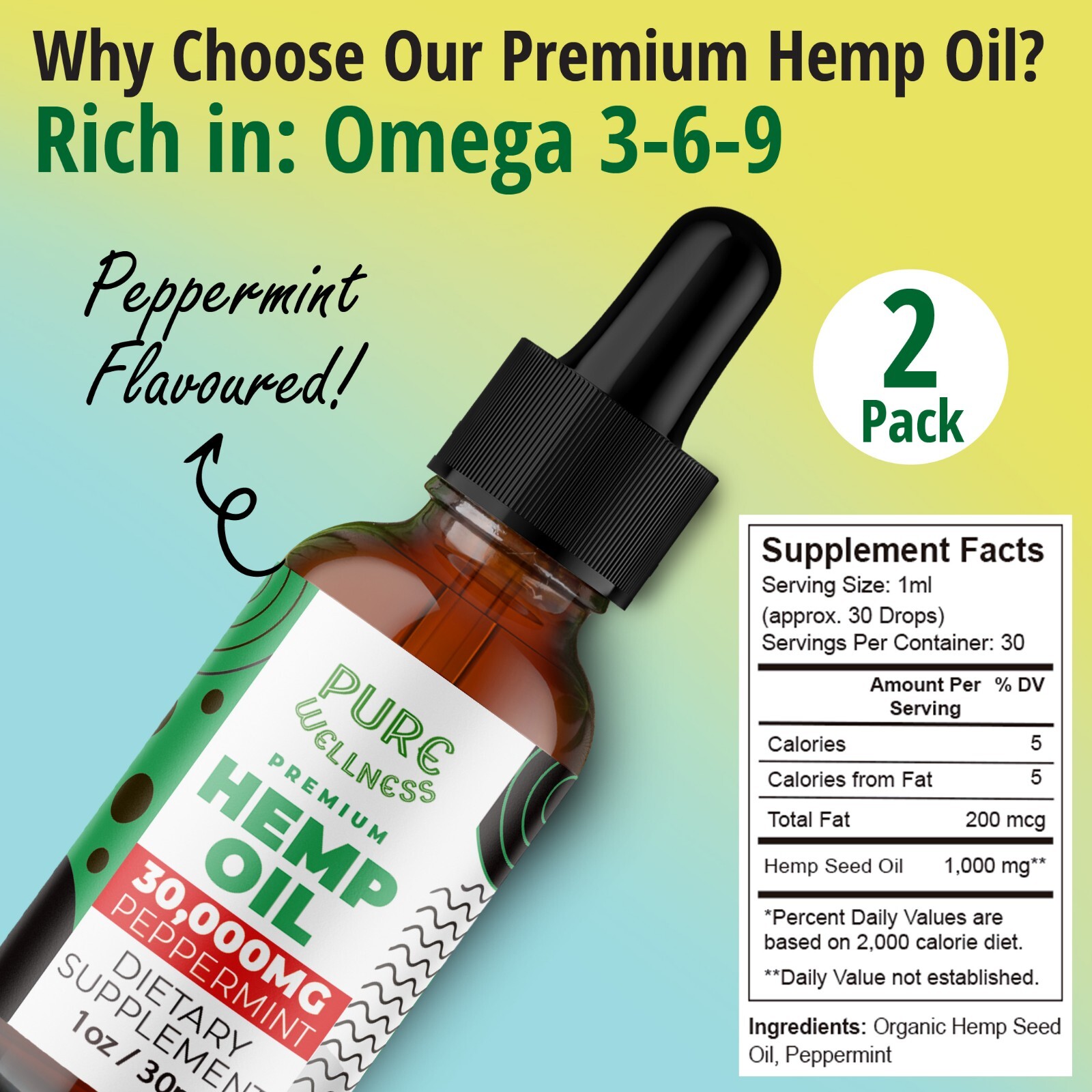 Hemp Seed Oil 30,000mg | Discover the Benefits of Hemp Seed Oil (3-Pack)