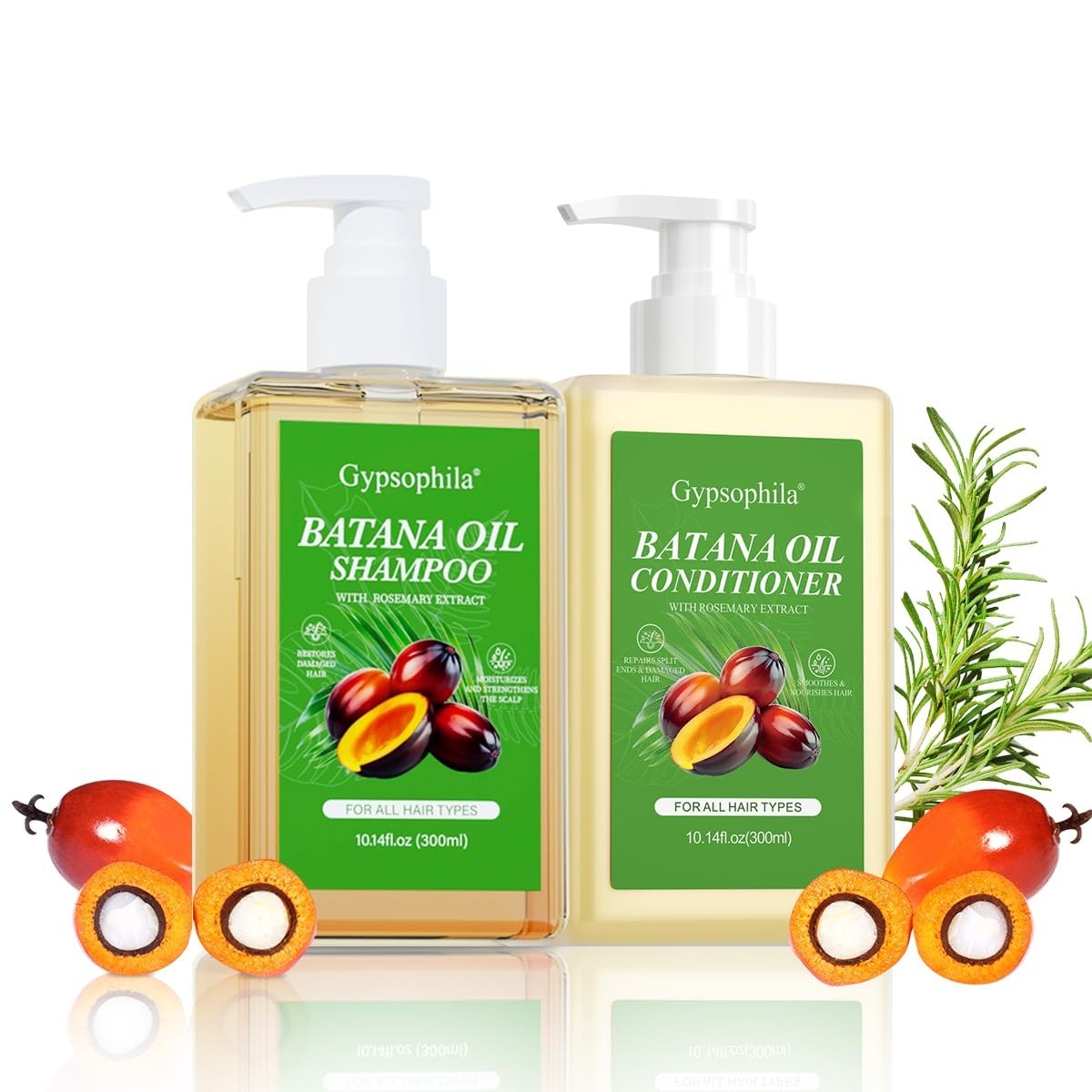 Sulfate-Free Batana Oil Shampoo & Conditioner for Hair Growth, 10.14 Fl Oz