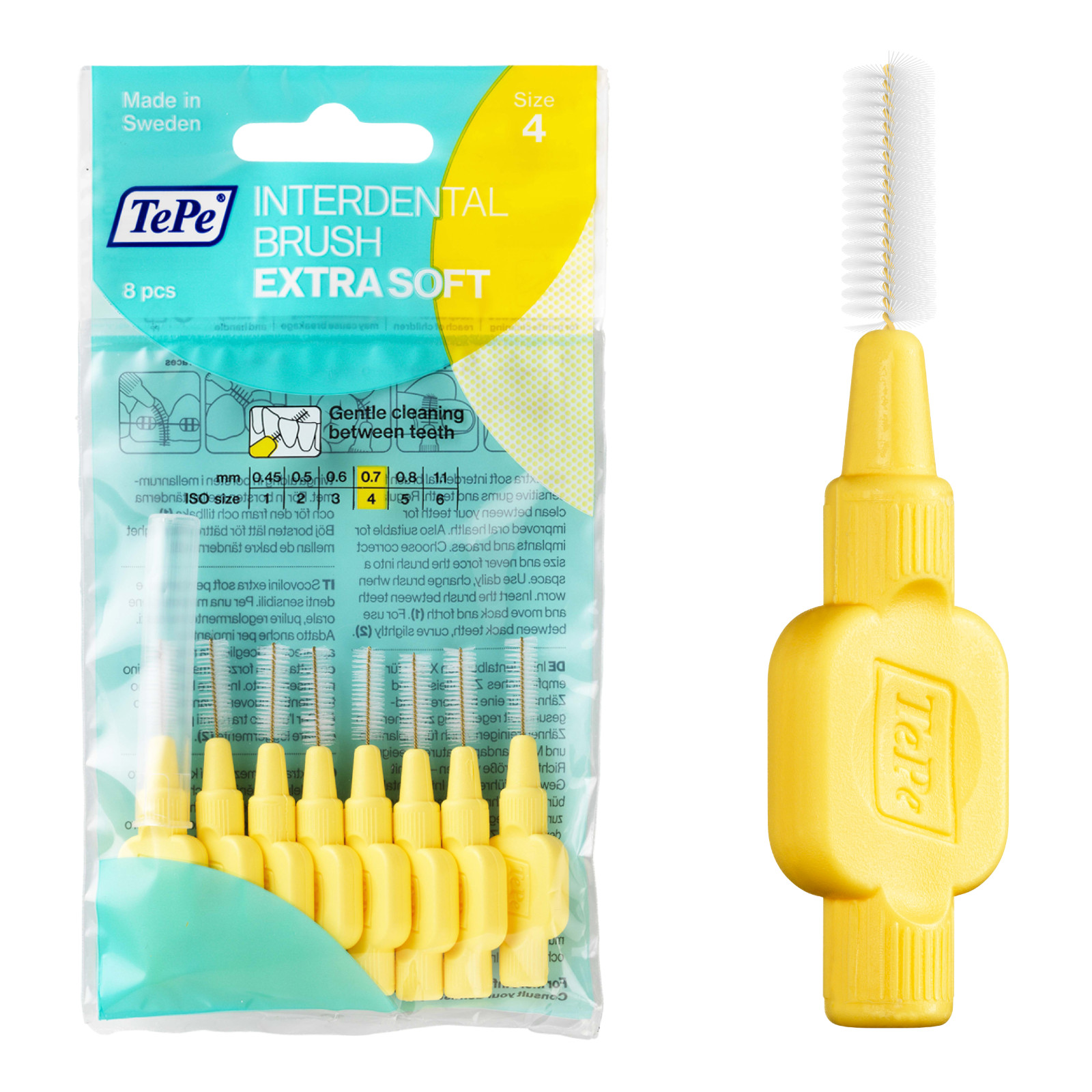 TePe Interdental Brushes Extra Soft Cleaners – Yellow – 0.7 mm