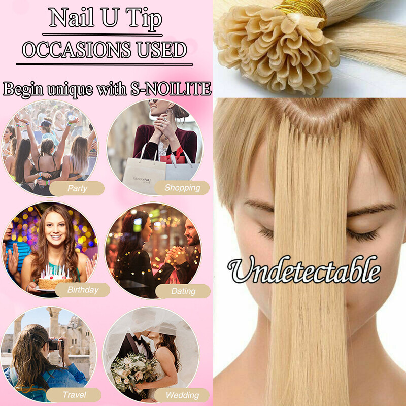 1g Hair Extensions Pre Bonded U Tip Nail Hair Keratin 100% Real Remy Human Hair