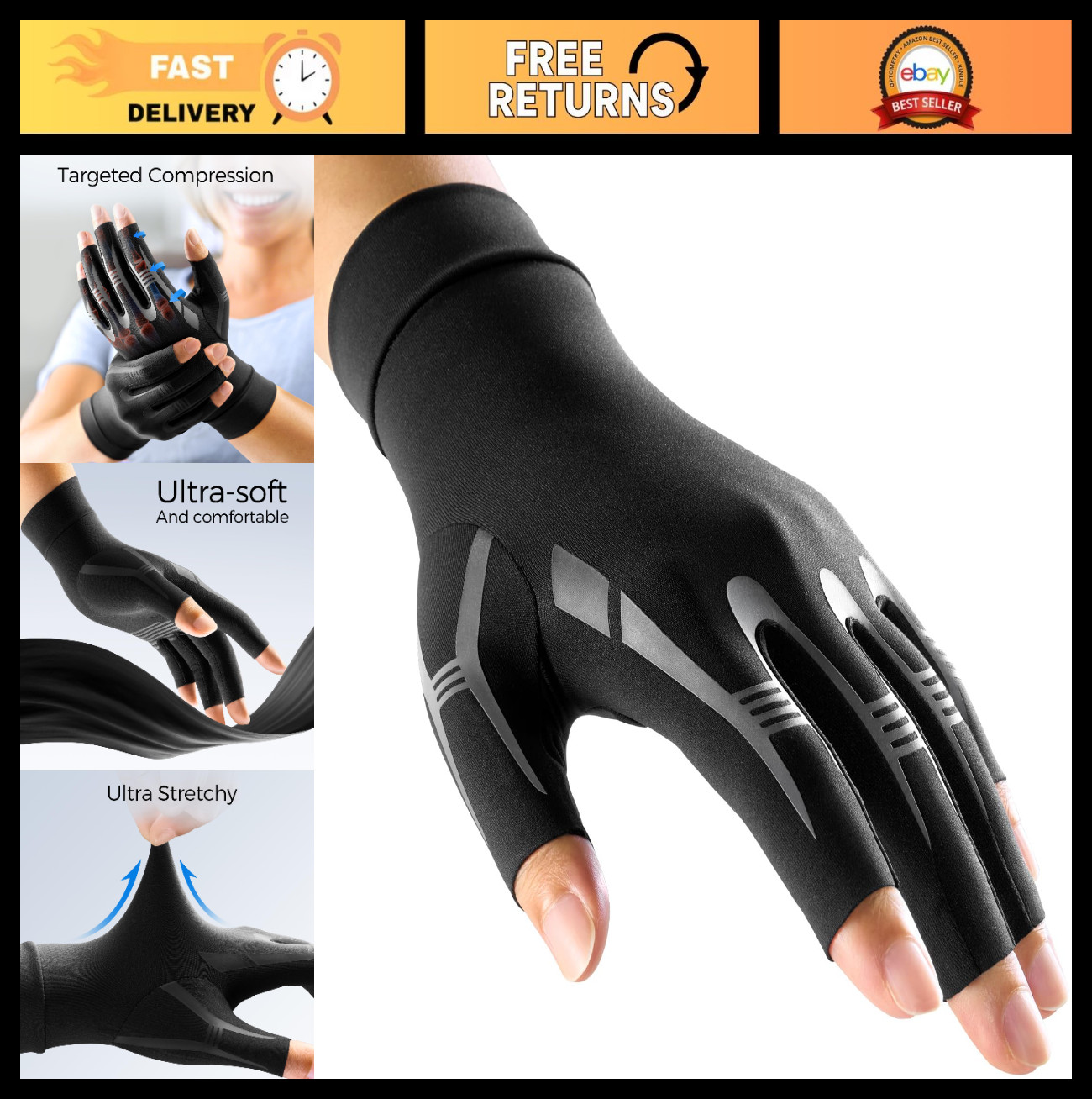 Compression Arthritis Gloves for Pain Relief, Carpal Tunnel Support, Hand Therap