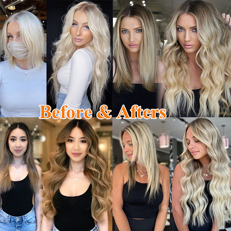 170G REAL THICK Double Weft Full Head Clip In Human Hair Extensions 10″-24″ Long