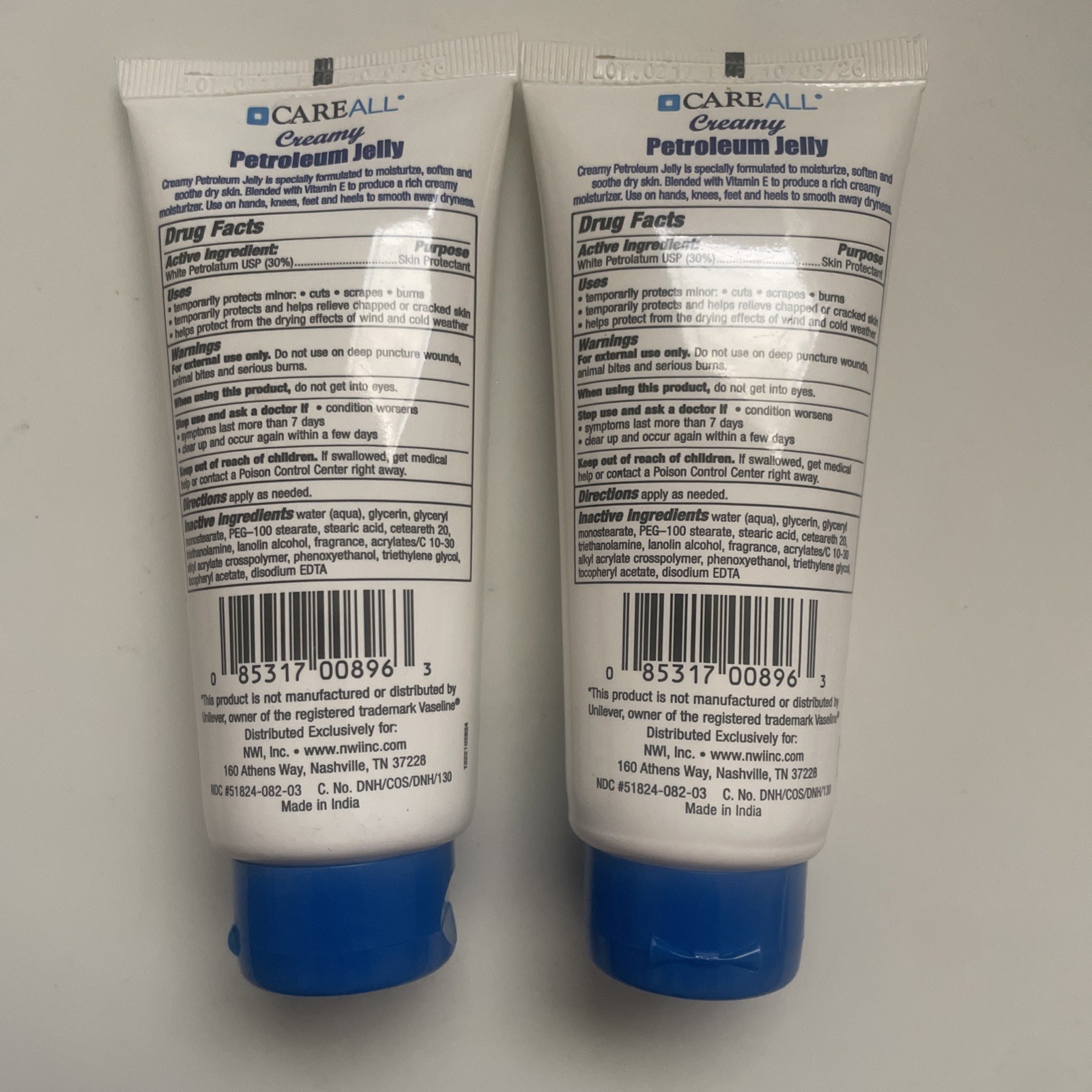 Creamy Petroleum Jelly or Creamy Cocoa Butter, Set of 2, Moisturizing, Hydrating
