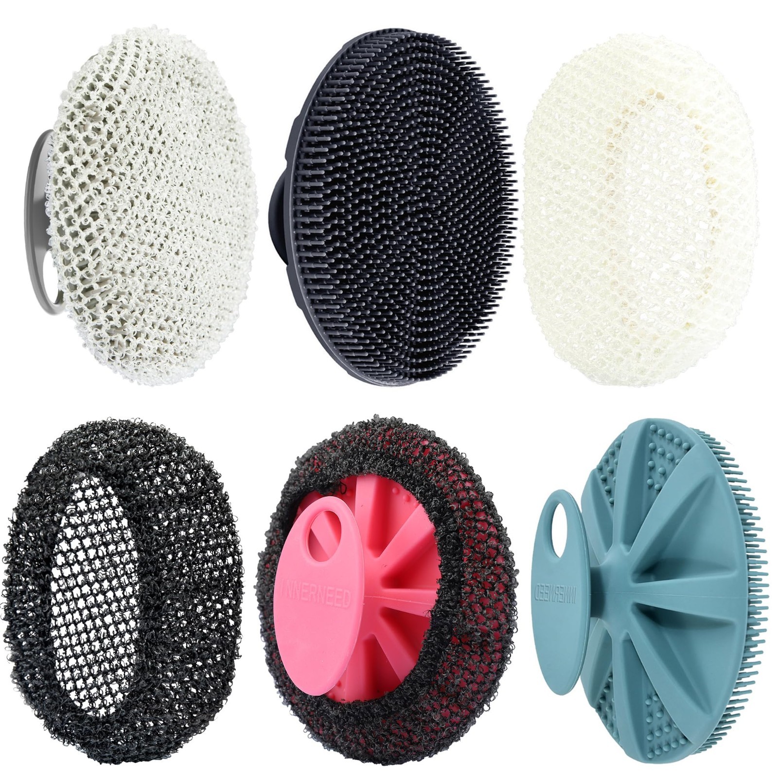 Soft Silicone Body Scrubber Shower Brush – Exfoliating Skin Cleansing Set (4 Pac