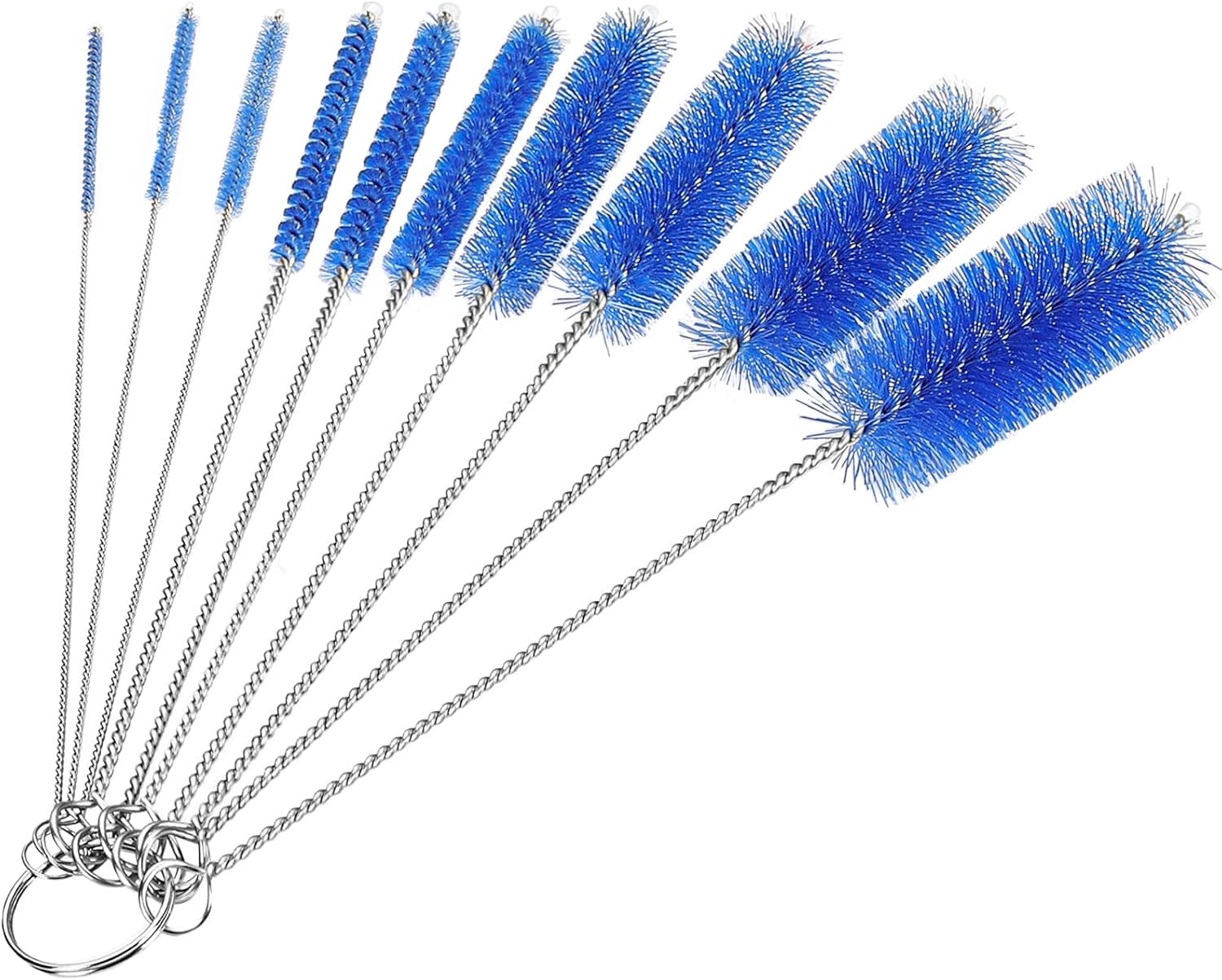 10-Pack Tube Cleaning Brush Set Nylon Bristles Stainless Steel Bottle Pipe Tool