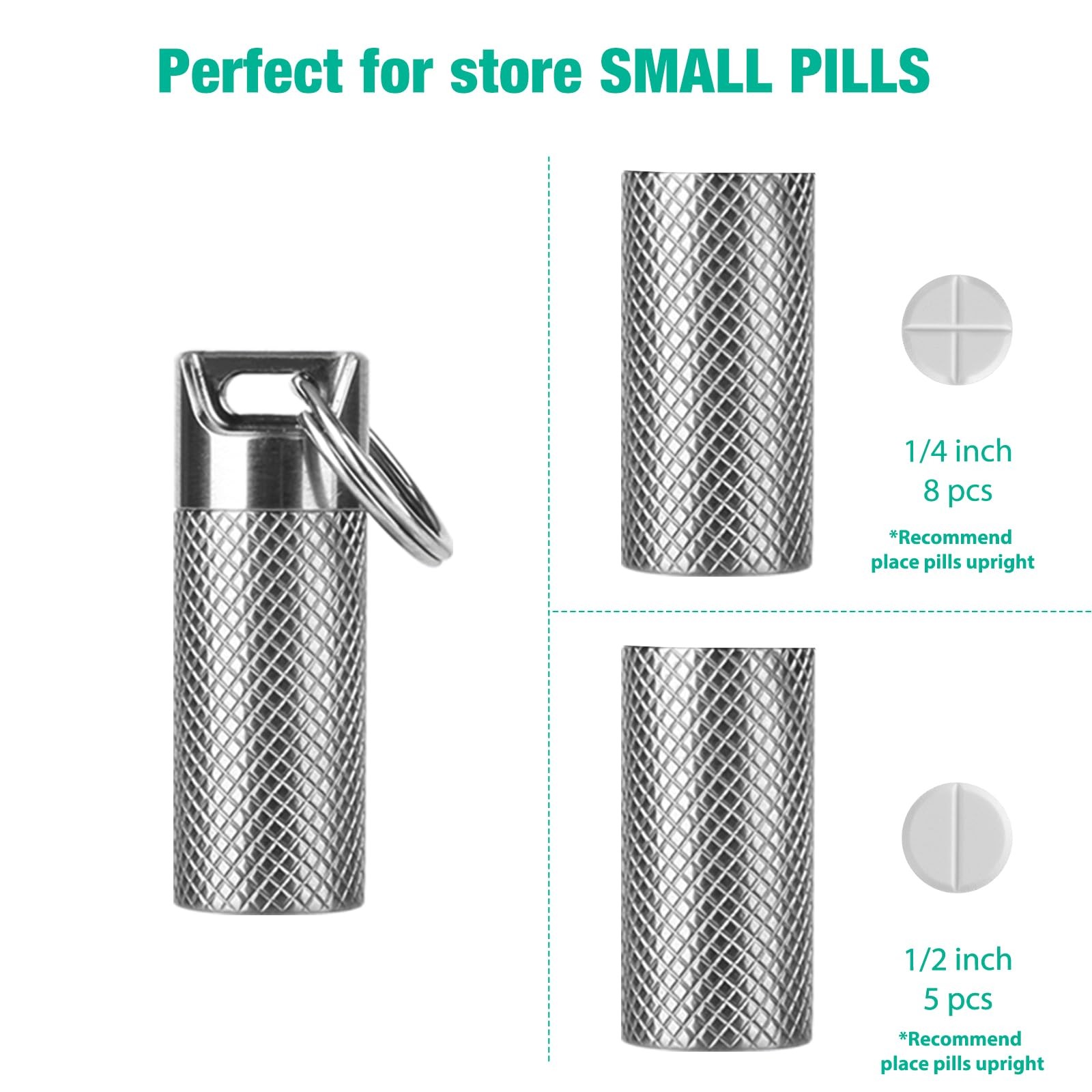 Titanium Container with Keychain & Necklace, Waterproof Case for Aspirin & Ni…