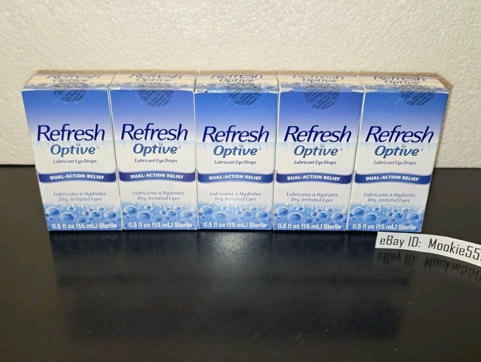 EXP 06/2025+ (5) Lot REFRESH OPTIVE Long-Lasting Hydration 0.5 oz 15mL Eye Drops