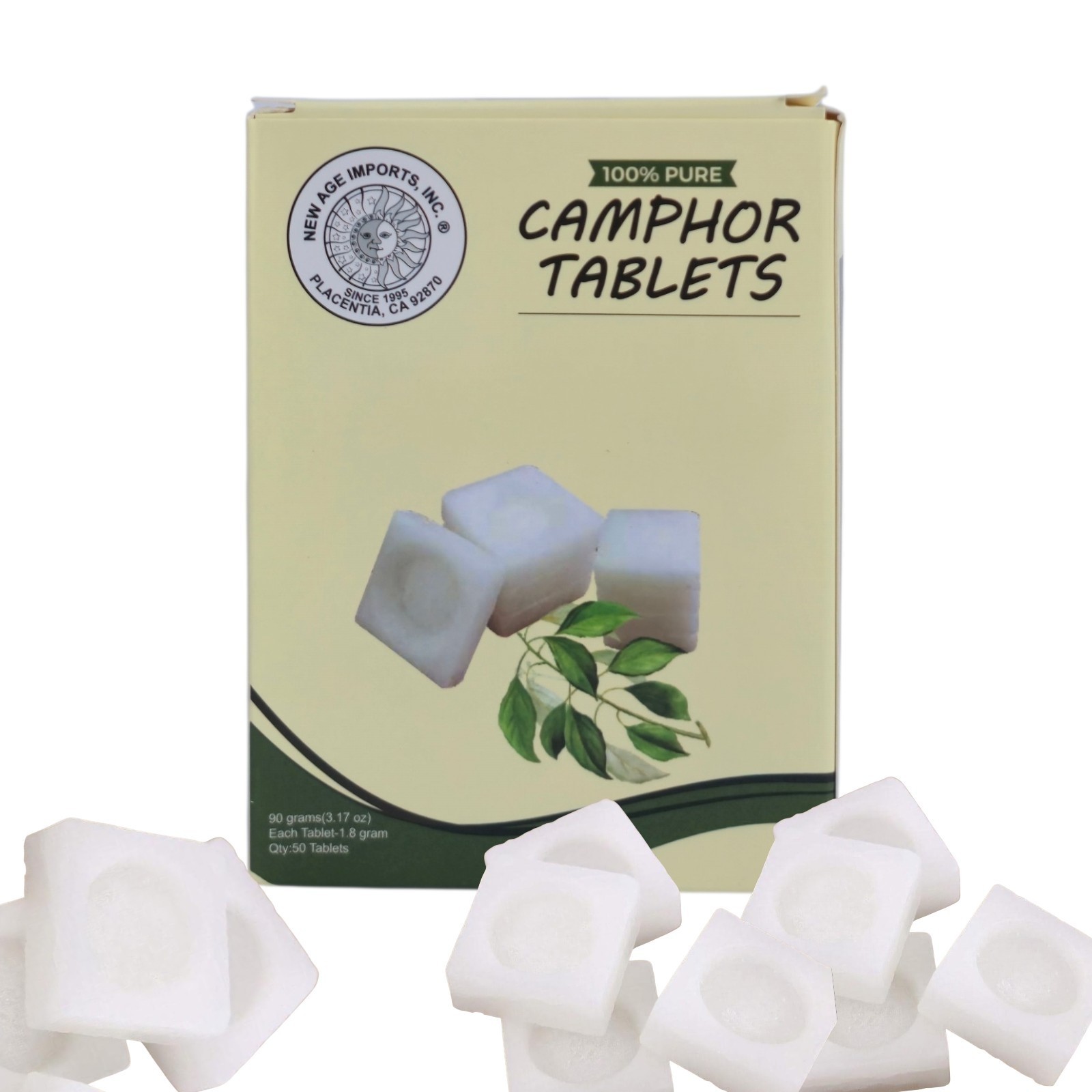 Camphor Blocks Pure Natural Tablets for Aromatherapy & Puja Ceremony 90 g/ 50tab