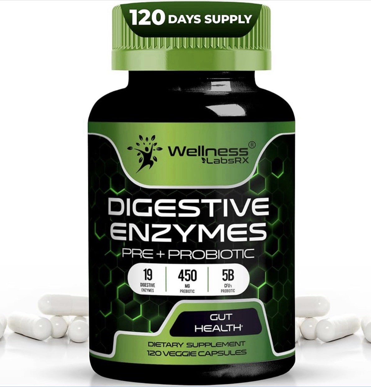 Digestive Enzymes with Probiotics and Prebiotics 450mg, 120, exp 07/26