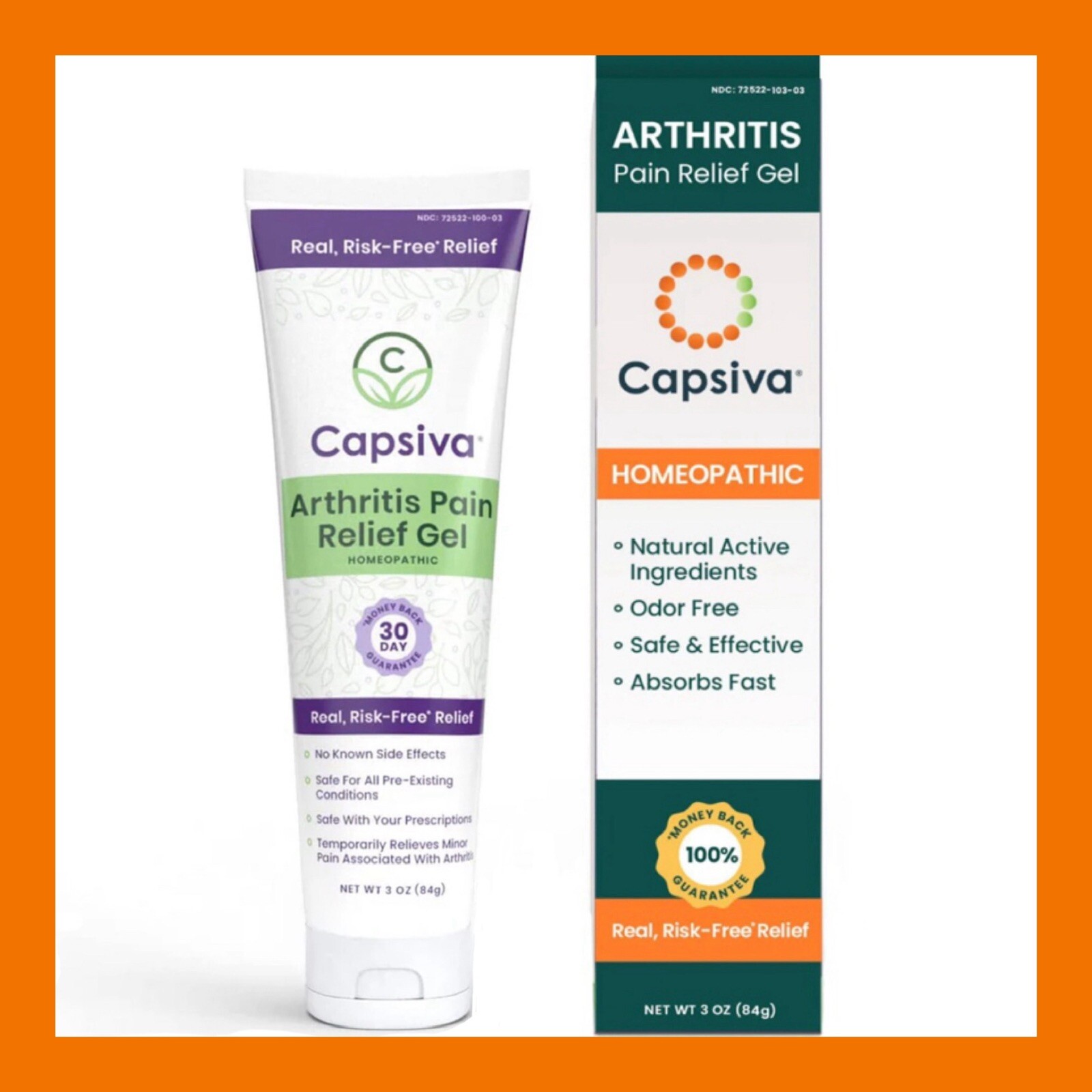 2-Pack Capsiva Homeopathic Arthritis Pain Relief Gel Arthritis Control 3oz X 2