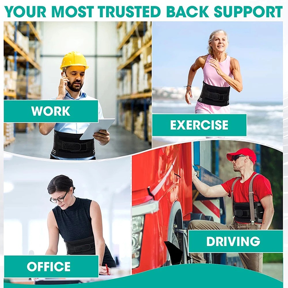 Lower Back Brace Copper Lumbar Support Waist Belt For Men Women Pain Relief