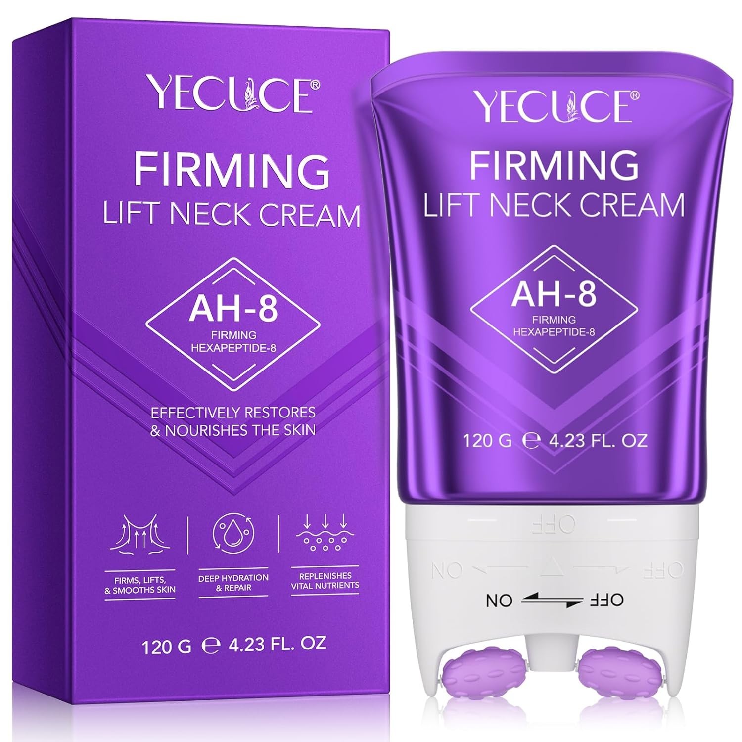Anti-Aging Neck Roll-On Cream with Acetyl Hexapeptide-8 for Youthful Looks