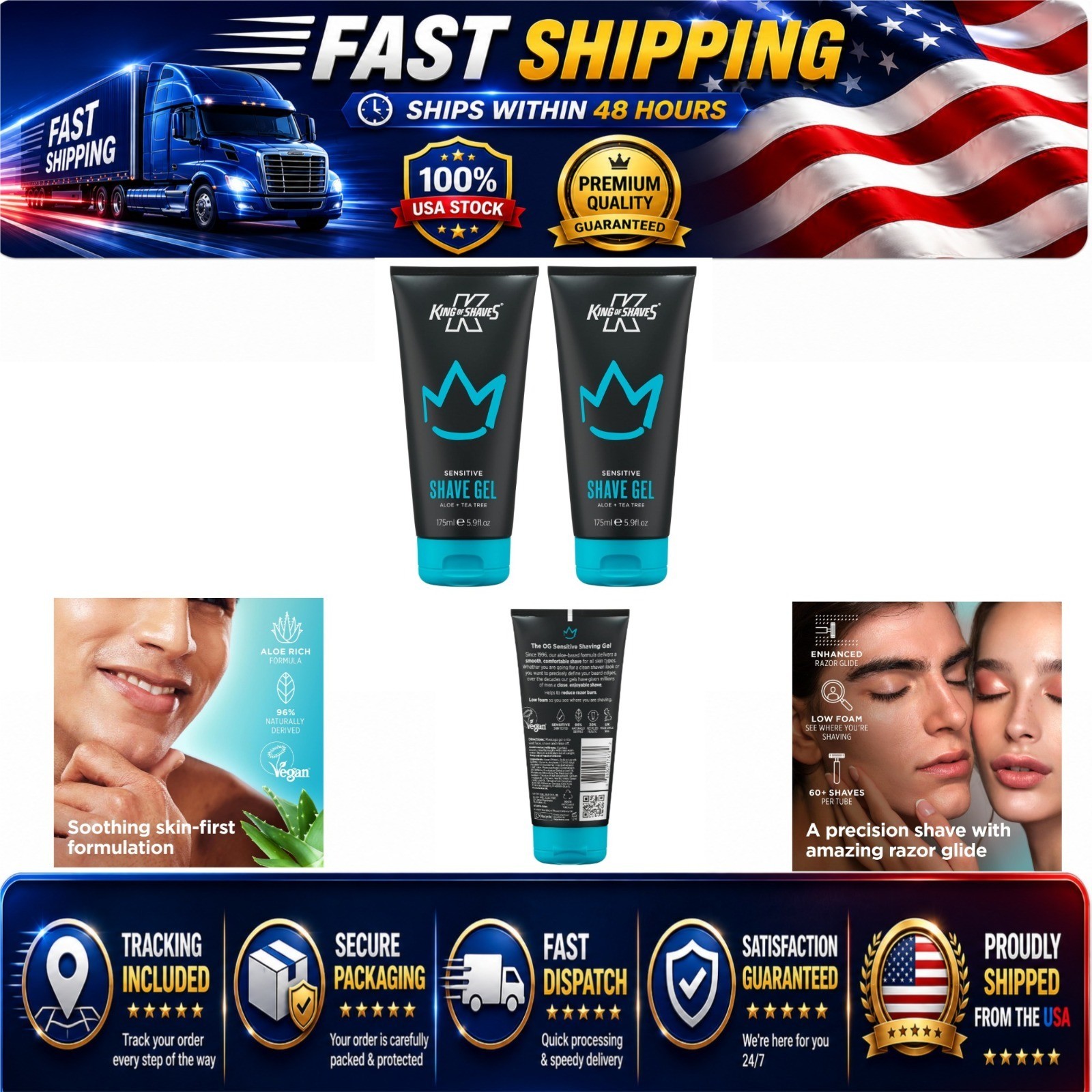 King of Shaves Sensitive Shave Gel Duo Pack 2 x 5.9 fl oz