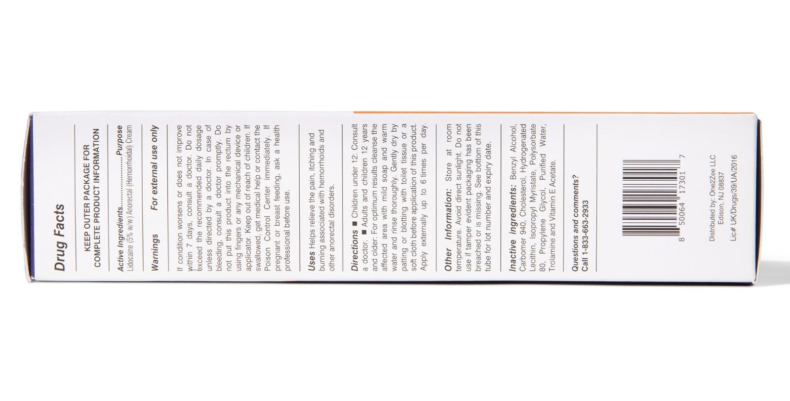 Health One Anorectal (Hemorrhoidal) Cream – Lidocaine 5% – 4 oz CRC Tube