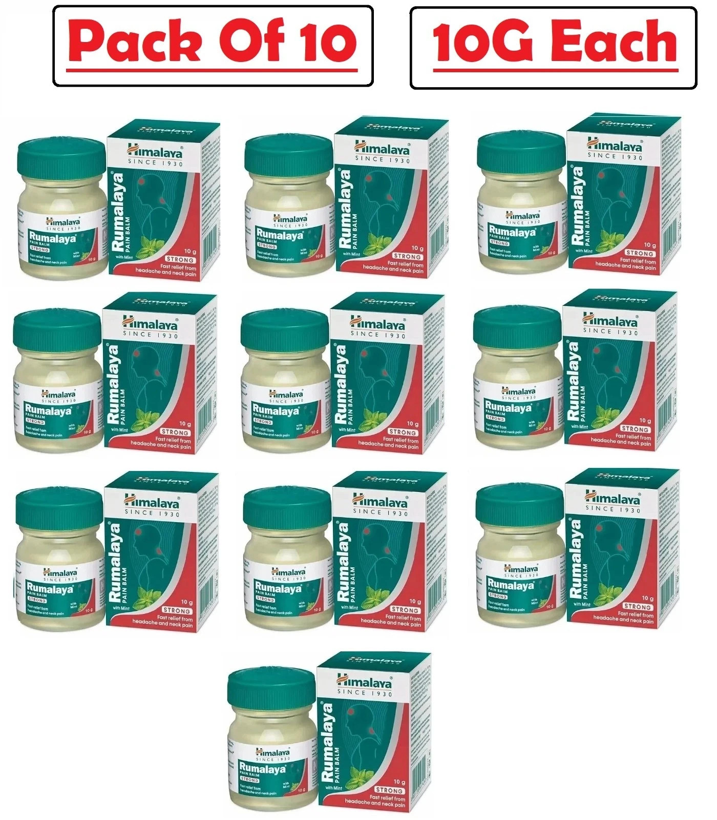 Himalaya PAIN BALM MINT Pack Of 10 x 10gm Each Fast Relief FREE SHIP 2027-28