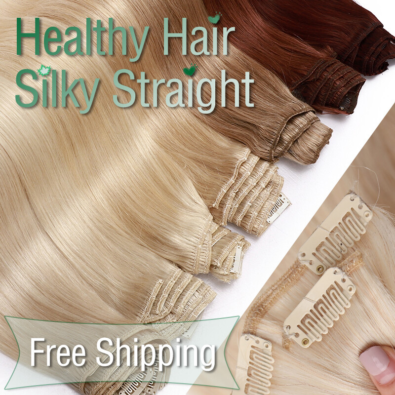 Clip In Russian Remy Human Hair Extensions 8Pieces 18Clips Highlight Full Head